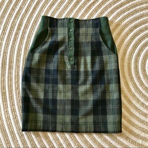 LA Fashion 828 Wool Green & Black Plaid Skirt